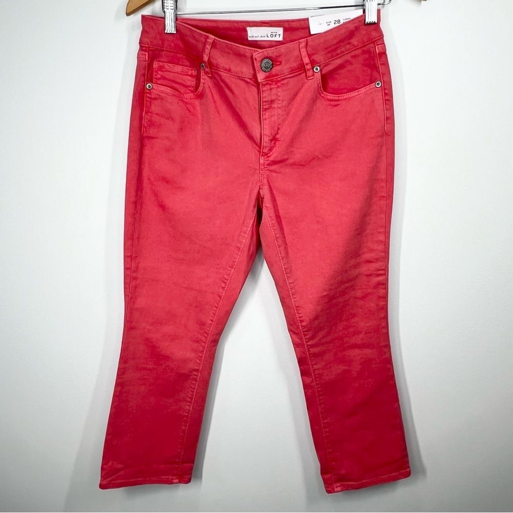 NWT Ann Taylor Loft Made and Loved Curvy Kick Crop Coral Jeans 28P 6 Petite